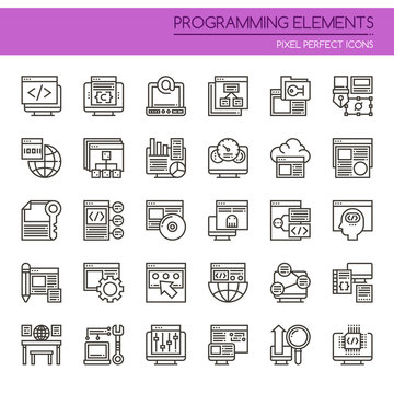 Programming Elements , Thin Line and Pixel Perfect Icons.