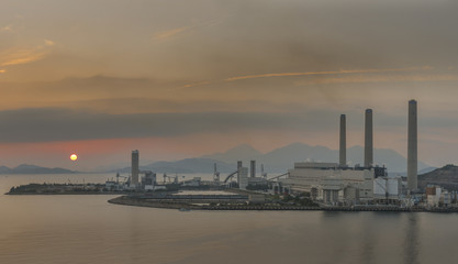Fototapeta premium Power station under sunset