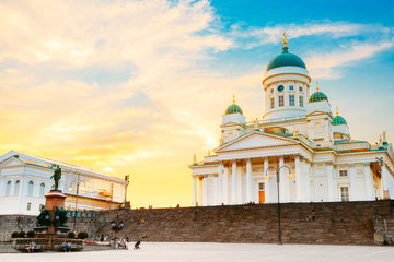 Helsinki, Finland. Cathedral And Monument To Russian Emperor Ale