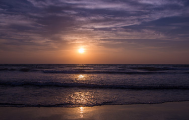 Amazing sunset at Arambol beach, North Goa, India