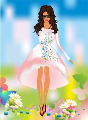 Dziewczyna w wiosennej sukience