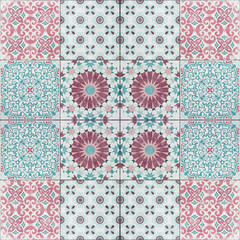 Beautiful old ceramic tiles patterns in the park public.