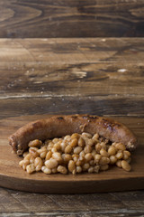 Typical food Catalonia (botifarra with mongetes)