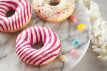 colorful donuts and jelly beans