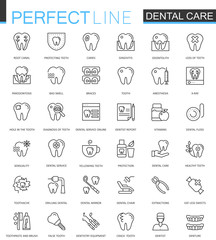 Dental care thin line web icons set. Outline stroke icons design.