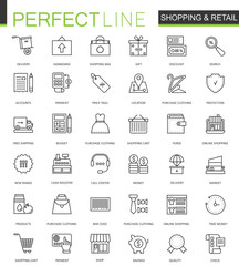 Shopping and retail thin line web icons set. Online shopping Outline stroke icons design.