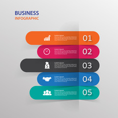 Modern infographics process  with connected , icons and text for 5 steps.