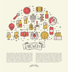 Thin line banner concept for beer brewery and beer october festival. Modern vector illustration.