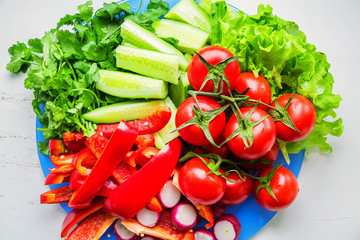 Close up fresh vegetables for salad