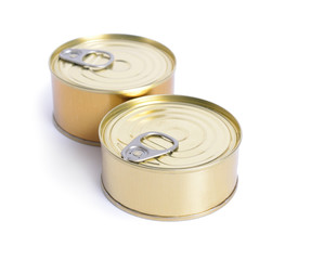 Two aluminium cans. Isolate on white background