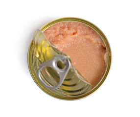 Canned Pollock caviar  isolated on white background