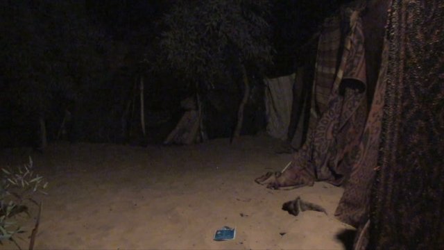 Tented kamps at night in Sahara, Morocco