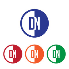 DN initial circle half logo blue,red,orange and green color