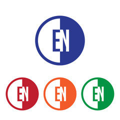 EN initial circle half logo blue,red,orange and green color