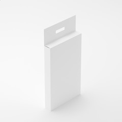 Package Box Mock-Up - High Rectangle with Hanger, Blank Paper Box With Hang Tab Mock-up On Isolated White Background, Ready For Your Presentation, 3D Illustration