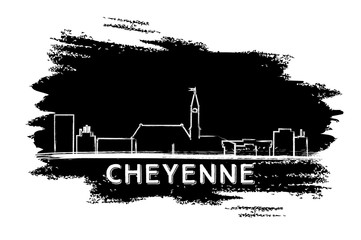 Naklejka premium Cheyenne Skyline Silhouette. Hand Drawn Sketch.