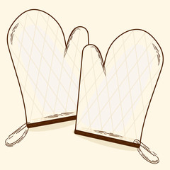 kitchen gloves, vintage style vector