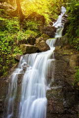 Fototapeta na wymiar Forest stream waterfall