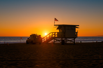 Sunset on California beach.