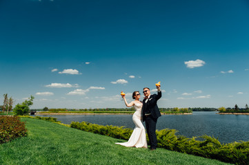 Couple outdoors enjoying a spring day in nature