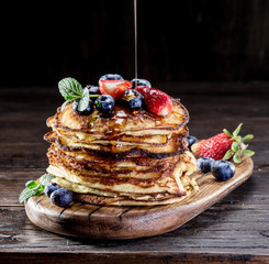 Pancakes with fresh berries.