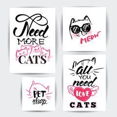 cat illustration. Banner set