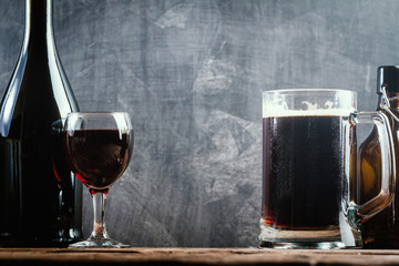 Glass of Beer and red wine