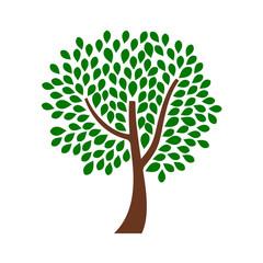 Ornamental tree design with green leaves