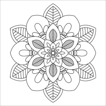 Flower mandala vector illustration. Oriental pattern, vintage decorative elements. Islam, Arabic, Indian, moroccan, turkish ottoman motifs. Coloring page