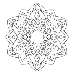 Flower mandala vector illustration. Oriental pattern, vintage decorative elements. Islam, Arabic, Indian, moroccan, turkish ottoman motifs. Coloring page