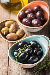bowls with different kind of olives