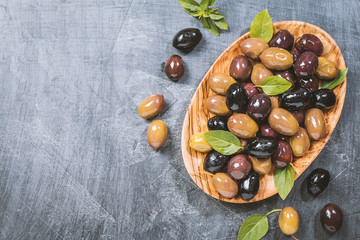 bowl with different kind of olives