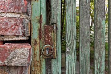 Old Wooden Gate With A Lock