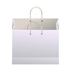 White paper shopping bag with thin handles illustration