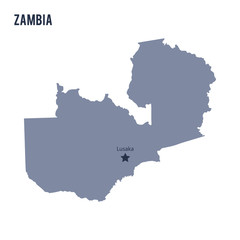 Vector map of Zambia isolated on white background.