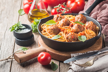 Spaghetti pasta with meatballs