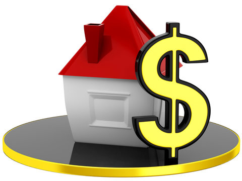 3D house Icon with dollar sign