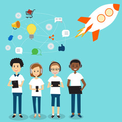 People in Generation Z team for start up business .illustration EPS 10.