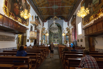Fototapeta na wymiar Igreja de Nossa Senhora do Monte Church (Our Lady of the Mount) in Monte near Funchal on the Portuguese island of Madeira.