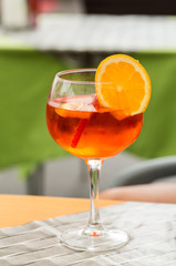Traditional Spritz aperitif  in a bar in Italy