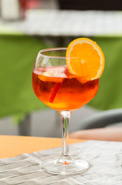 Traditional Spritz aperitif  in a bar in Italy