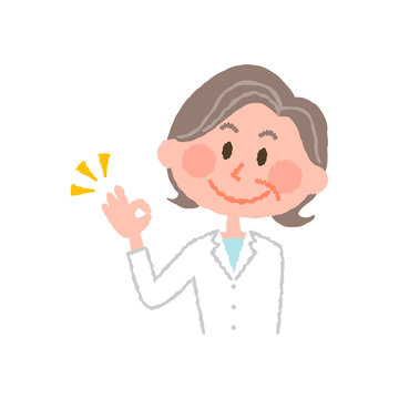 vector illustration of an elderly female pharmacist
