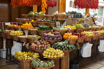  Fresh exotic fruits in Mercado Dos Lavradores. Funchal, Madeira, Portugal