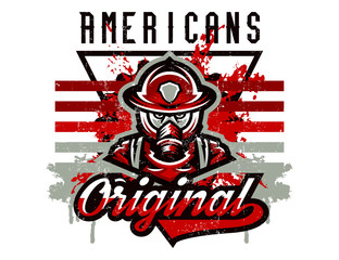 Vector illustration on the theme of fire, rescue squad, dangerous work. Grunge effect, text, lettering. Typography, T-shirt graphics, print, banner, poster, flyer