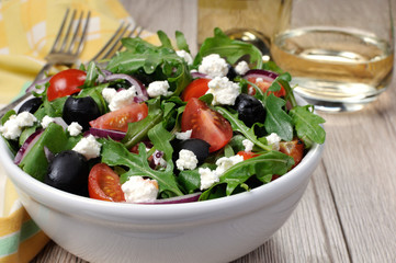 Greek salad with arugula