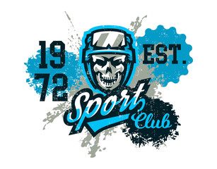 Vector illustration on a military theme, soldier, warrior, skull in helmet. Grunge effect, text, lettering. Typography, T-shirt graphics, print, banner, poster, flyer