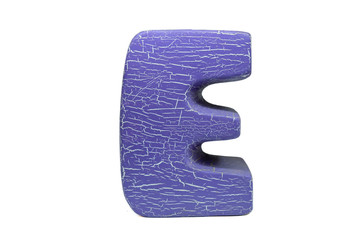 E shape, Ceramic flower pot, English alphabet, Purple color, Isolated on white background