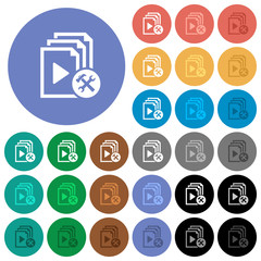 Playlist tools round flat multi colored icons