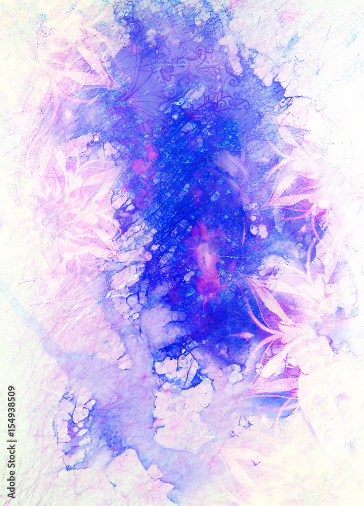 Poster floral ornamental structure with filigrane pattern mandala on abstract background. winter effect.