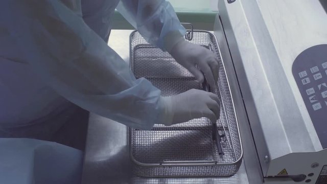 Packaging the medical instrument in plastic bags